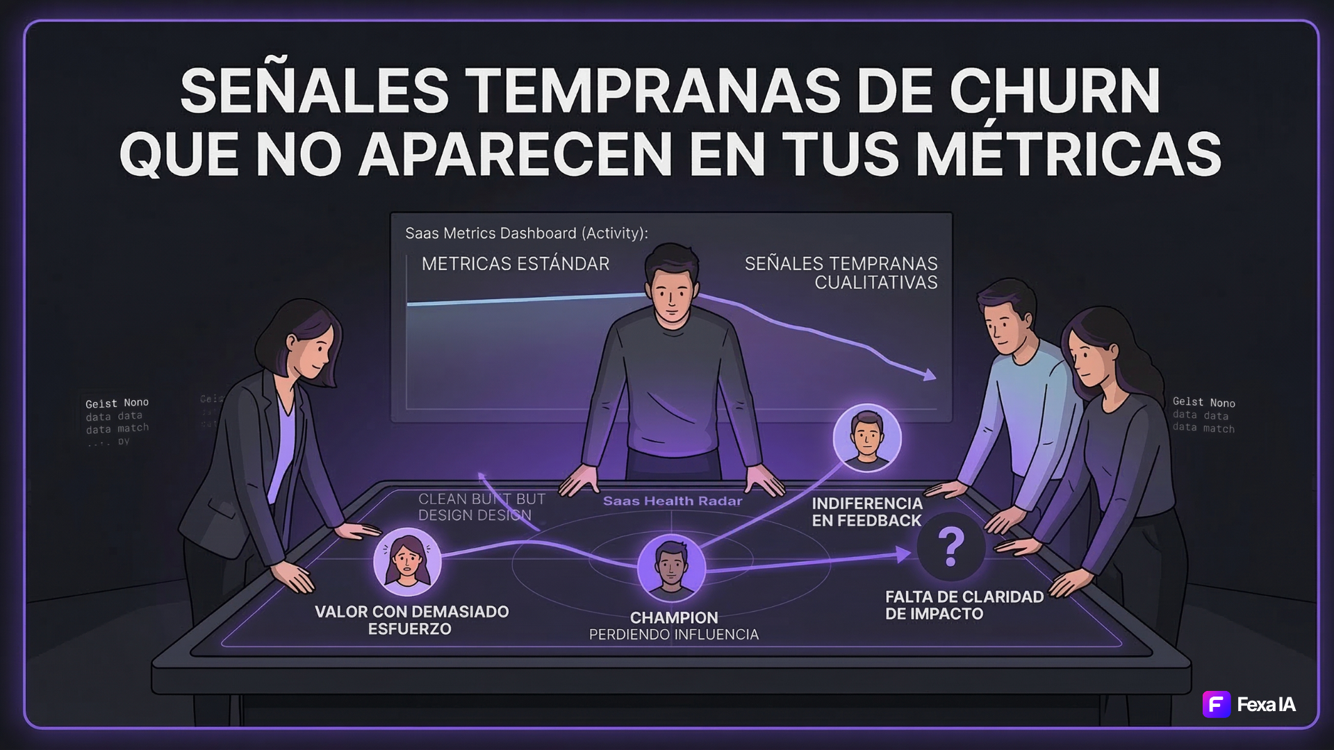 Equipo de producto analizando señales tempranas de churn más allá de los dashboards